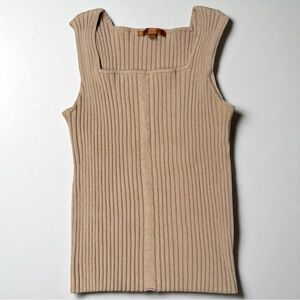Belldini Neutral Beige Ribbed Knit Tank Top